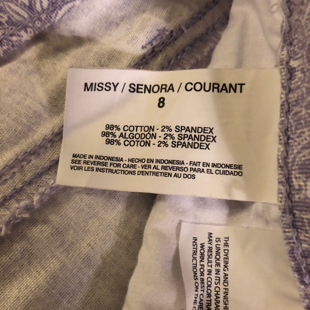 Missy, Capri, Denim Pants (Lavender & White) - Picture 7 of 8